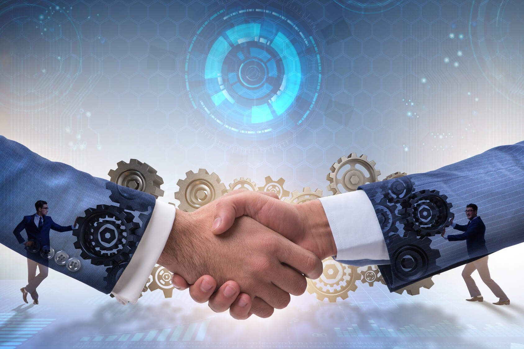 People shaking hands in a collaboration agreement